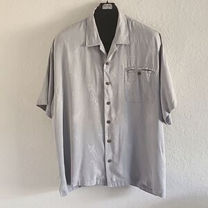 Tommy Bahama Silk Camp Shirt. Size XXL. Silver Marlin/Sailfish. Like New.